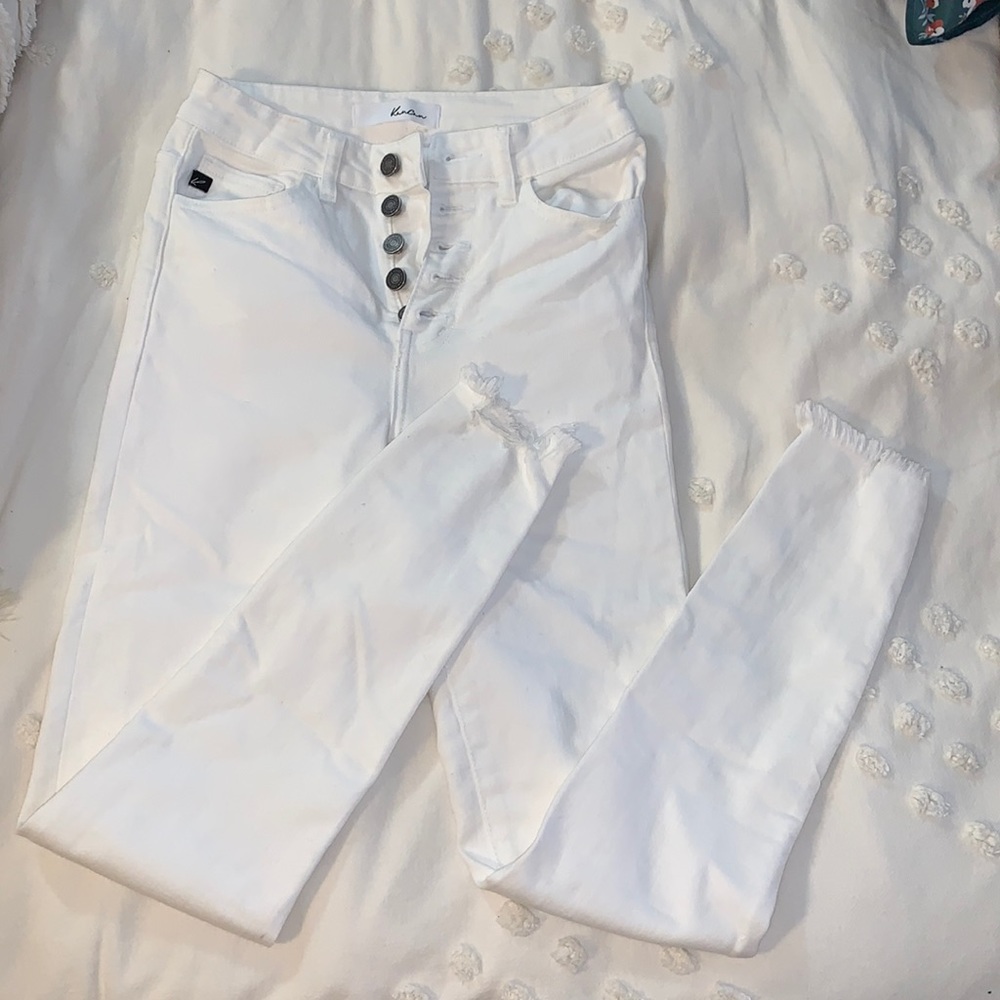 KanCan white button fly jeans
